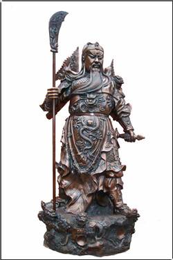 站立关公铜雕塑