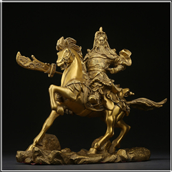 铸骑马关公雕塑